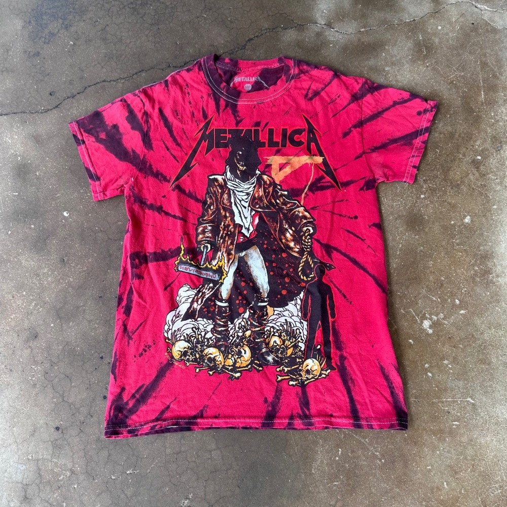 Metallica T-Shirt Mens Small Red Excellent Tie Dye The Unforgiven Graphic Tee
